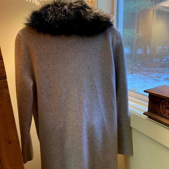 Tristan, Cardigan, Jacket, with faux fur collar, Snap buttons, Size L/M. Grey. - Picture 7 of 12